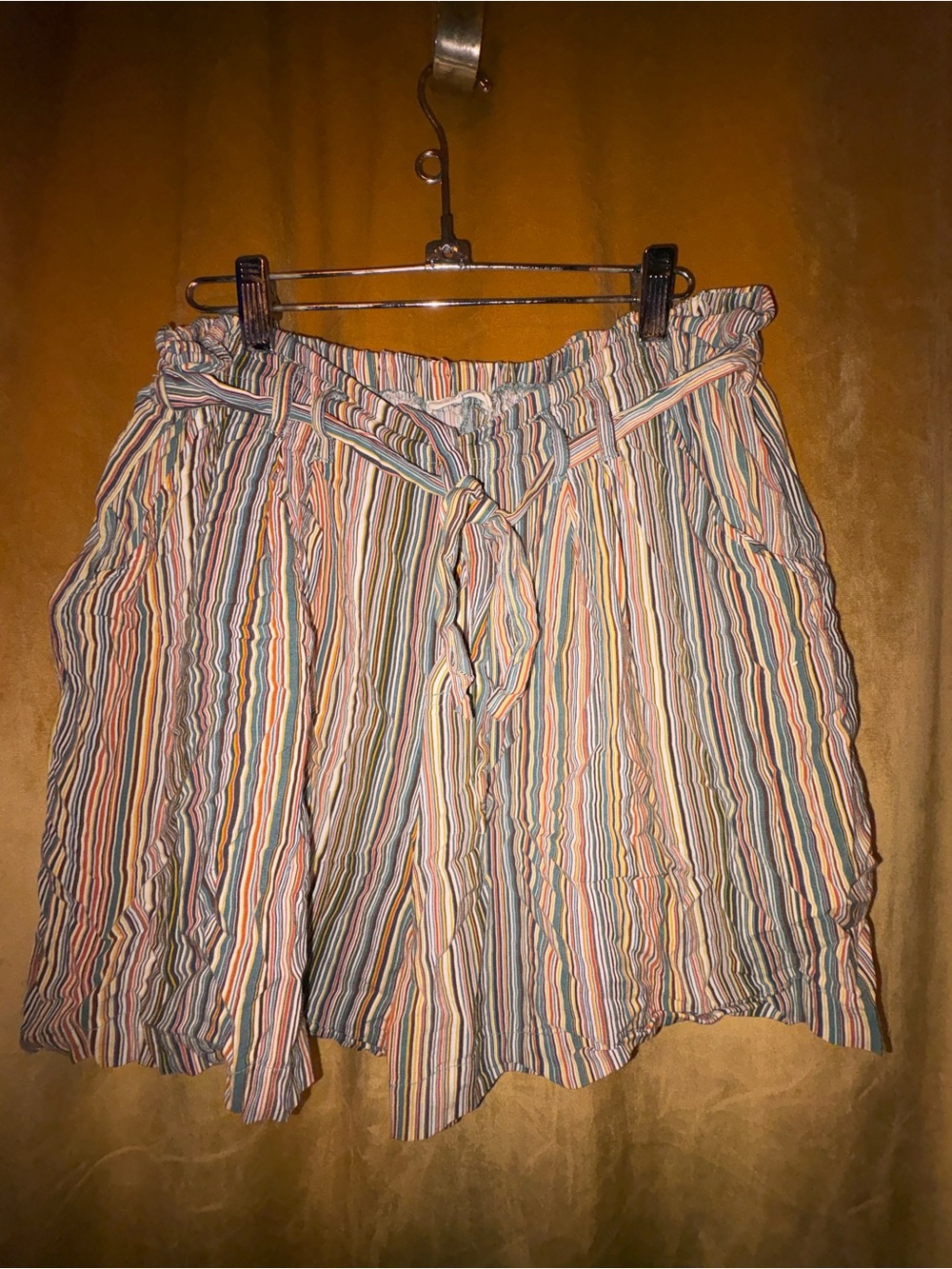 Spoiled Multicolor Striped Paperbag Waist Shorts